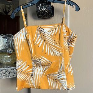 White House Black Market Yellow Leaf Print Camisole